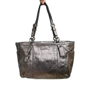 Coach Gallery East/West Tote - Metallic Pewter Leather - Style 17721
